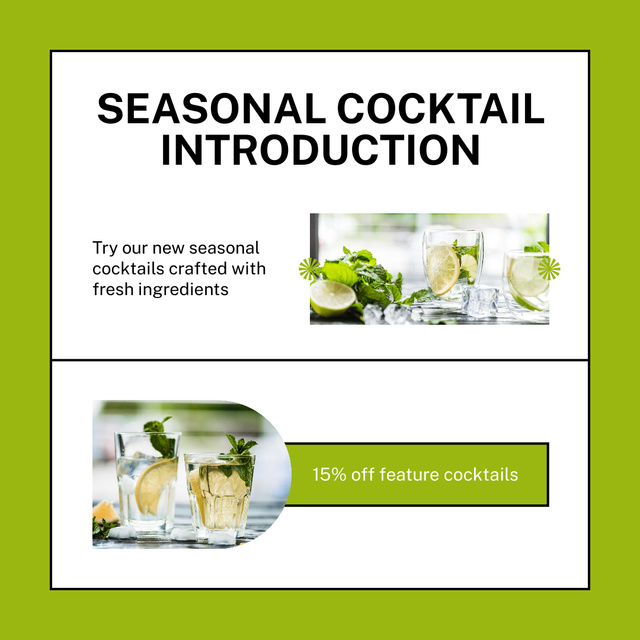 Ontwerpsjabloon van Instagram van Discount on Seasonal Cocktails Made with Best Fresh Ingredients