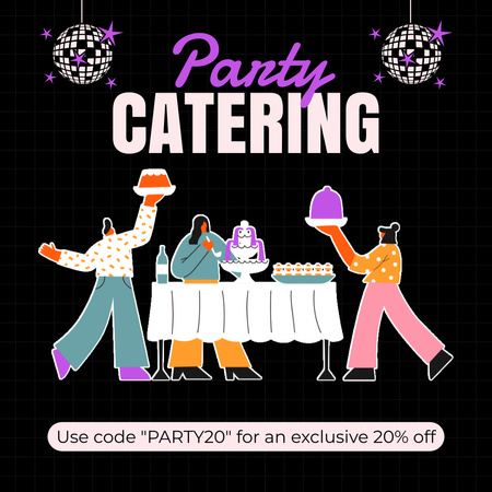 Plantilla de diseño de Anuncio de servicio de catering para fiestas con gente en celebración Instagram 