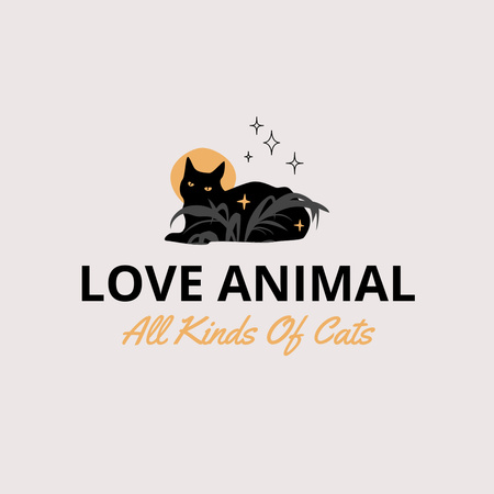 Template di design Cute Black Cat Logo