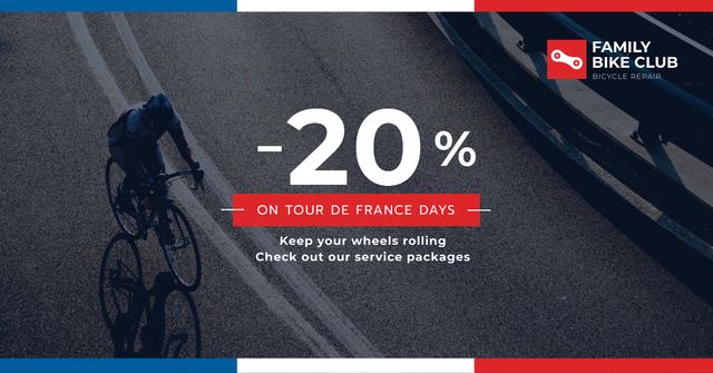 Ontwerpsjabloon van Facebook AD van Tour de France Family bike club discounts