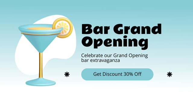Luxury Bar Grand Opening With Cocktail And Discount Facebook AD Design Template