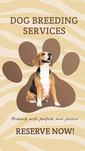 Dog  Breeding Service Offer with Cute Beagle Instagram Video Story Design Template