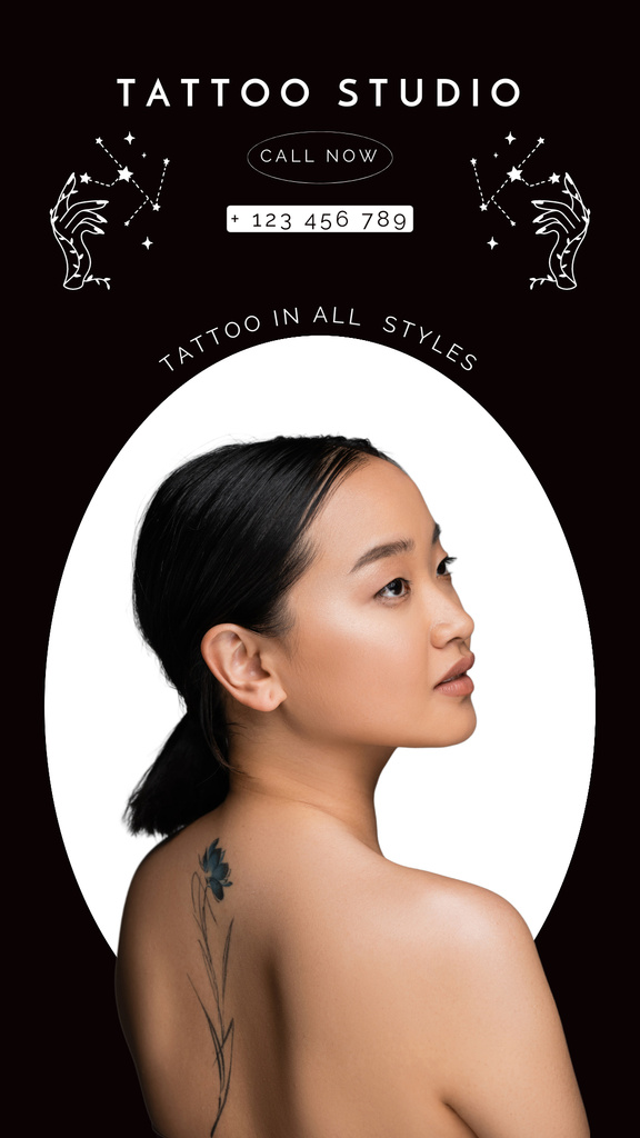 Various Styles Of Tattoos In Studio Offer Instagram Story Design Template