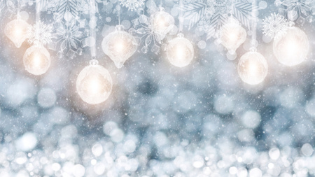 Ontwerpsjabloon van Zoom Background van Transparante sneeuwvlokken en decor voor nieuwjaarsboom