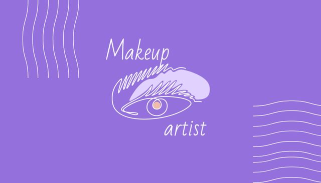 Ontwerpsjabloon van Business Card US van Makeup Artist Contacts Information with Illustration of Eye