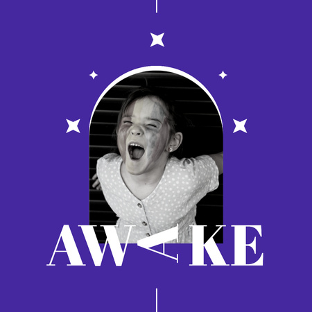 Cute Funny Little Girl yawns Instagram Design Template