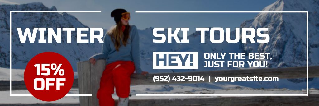 Plantilla de diseño de Winter Ski Tours Offer Email header 