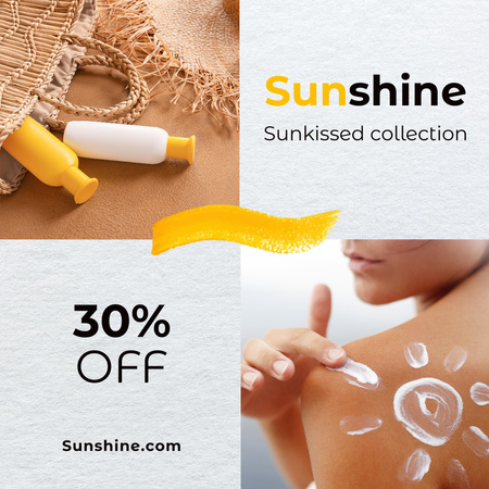 Skincare Ad with Sunscreen Cosmetics Instagram Tasarım Şablonu