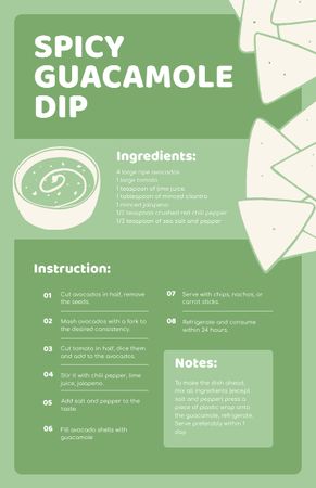 Designvorlage Spicy Guacamole Dip für Recipe Card