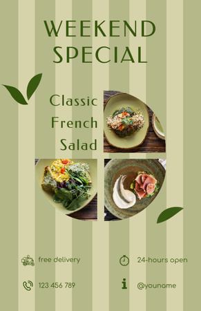 Erikoistarjous Klassiset ranskalaiset salaatit Recipe Card Design Template
