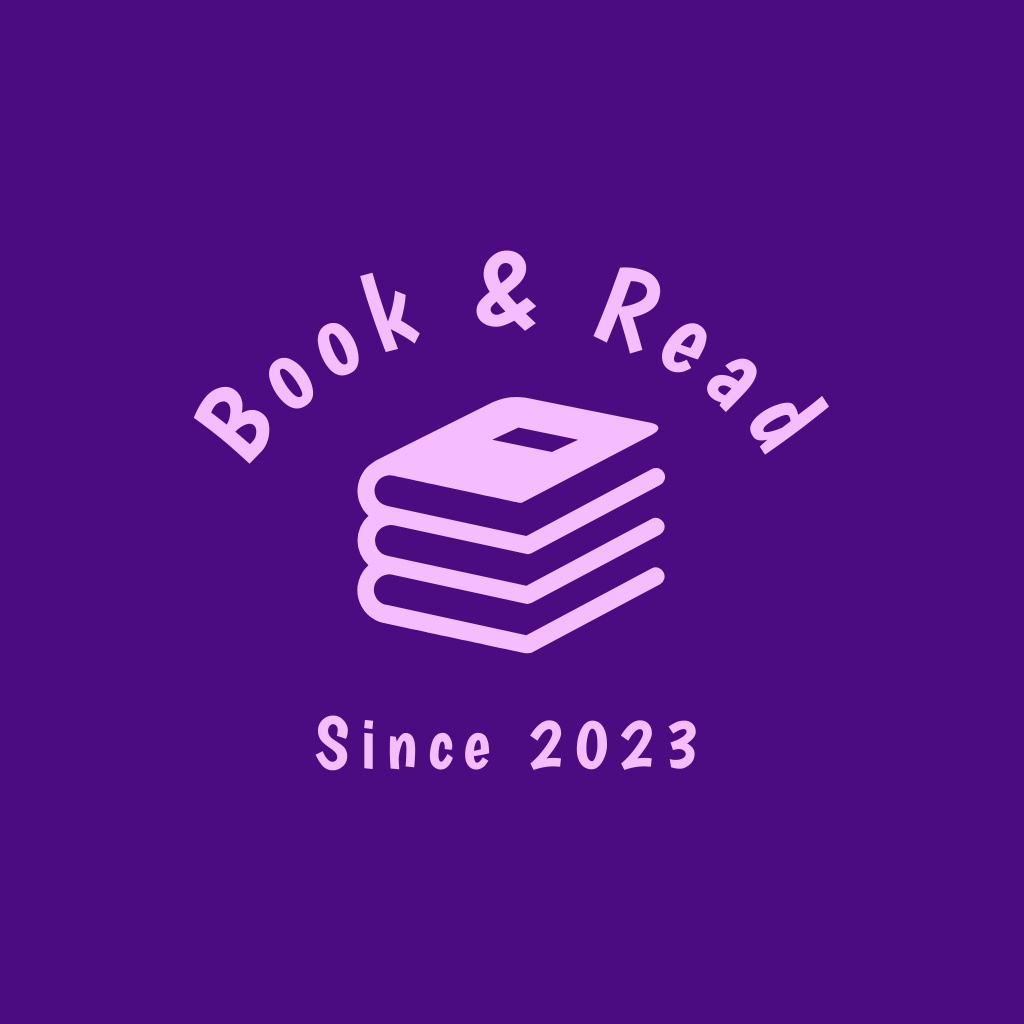 Books Shop Announcement in Purple Logo Design Template