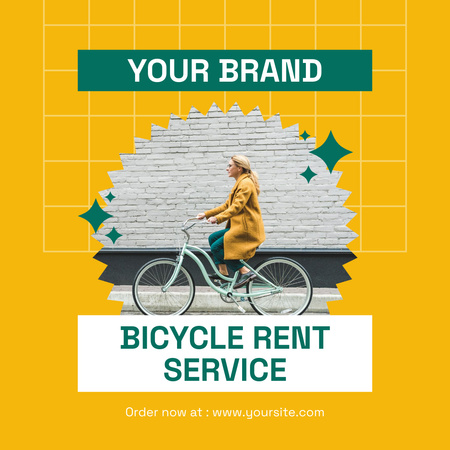 Woman Riding Bicycle in City Instagram Design Template