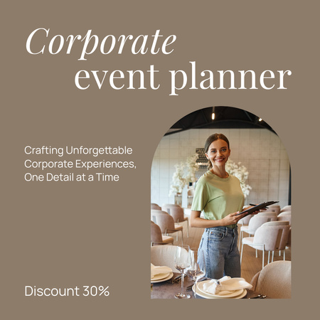Oferta de serviços de planejamento de eventos com emblema Instagram AD Modelo de Design