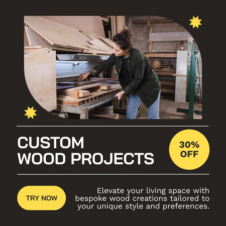 Exceptional Carpentry Service With Discounts For Clients Instagram AD Design Template
