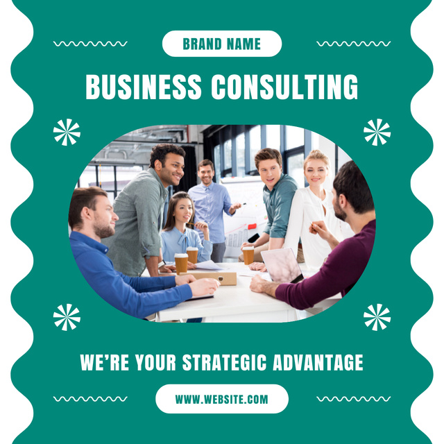 Business Consulting with Team in Office LinkedIn post – шаблон для дизайну