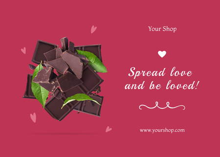 Valentine's Phrase with Sweet Chocolate Postcard Design Template