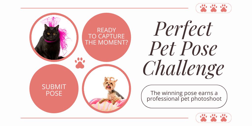 Pet Pose Challenge Competition Twitter tervezősablon