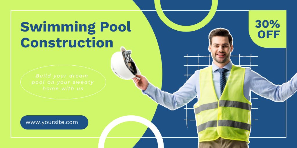 Swimming Pool Engineering and Construction Twitter Design Template