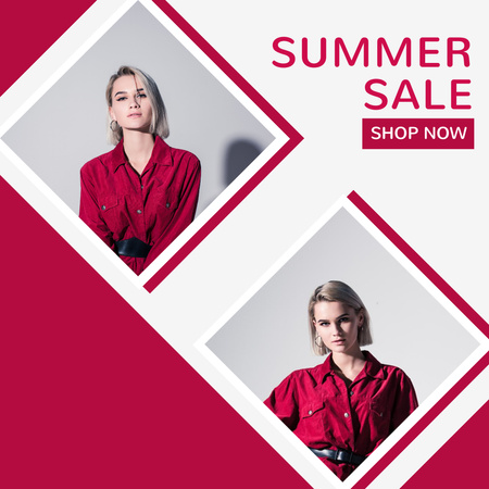 Designvorlage Werbung für den Sommerkollektionsverkauf in Magenta für Instagram