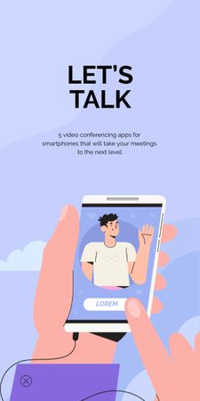 App promotion with Man on phone Screen Graphic tervezősablon