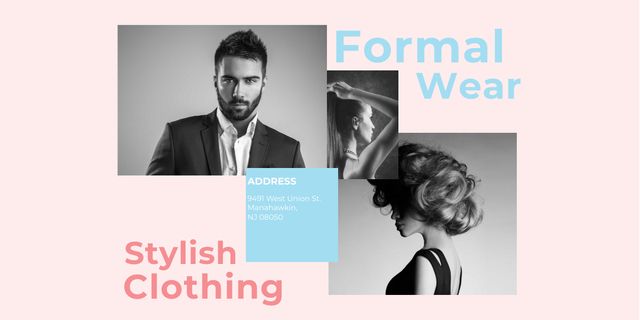 Fashion Ad Woman and Man with modern hairstyles Image Design Template