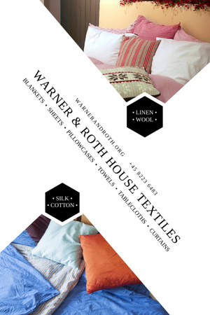 Home Textiles Ad Pillows on Sofa Invitation 6x9in Design Template