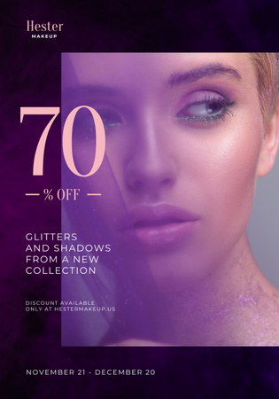 Ontwerpsjabloon van Poster 28x40in van Cosmetics Sale Ad with Woman with Bold Makeup