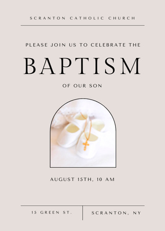 Baptism Ceremony Announcement with Christian Cross Invitation Modelo de Design