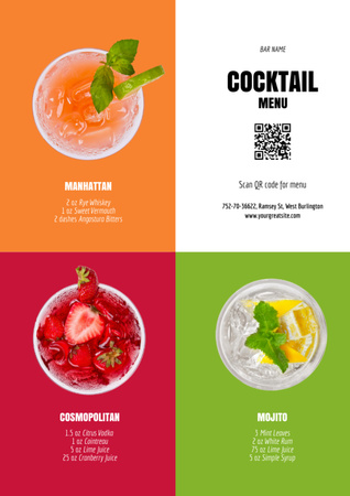 Bright Colorful Cocktail Menu Design Template