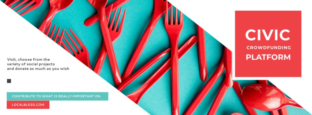Crowdfunding Platform Red Plastic Tableware Facebook cover Tasarım Şablonu