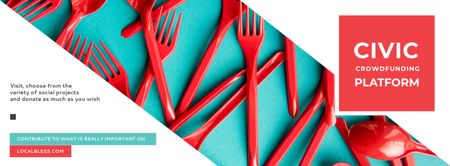 Платформа Краудфандинга Красная пластиковая посуда Facebook cover – шаблон для дизайна