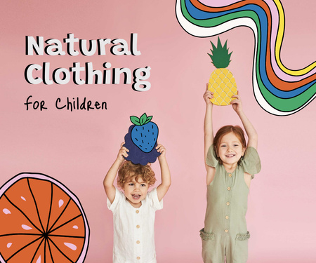 Plantilla de diseño de oferta de ropa natural para niños Large Rectangle 