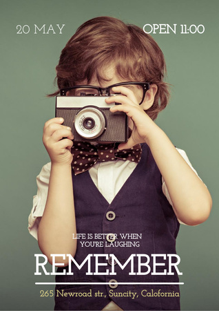 Motivational quote with Child taking Photo Flyer A4 Design Template