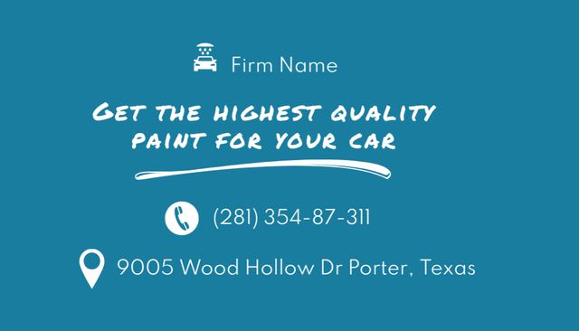 Designvorlage Offer of Car Painting Service on Blue für Business Card US