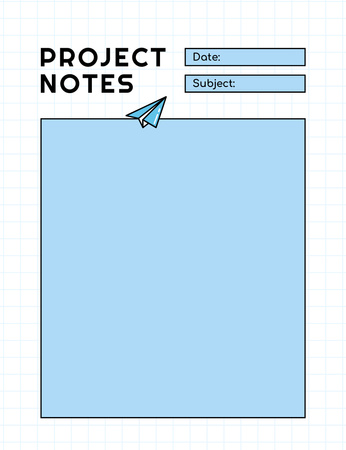 Project Notes with Paper Airplane Notepad 107x139mm Design Template
