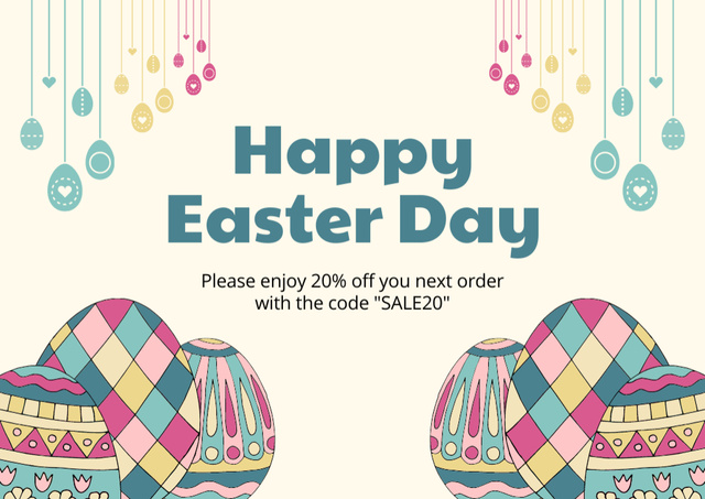 Easter Discount Announcement with Painted Easter Eggs Card Πρότυπο σχεδίασης