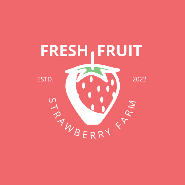 Strawberry Farm Emblem in Pink Logo 1080x1080px Πρότυπο σχεδίασης