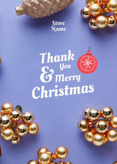 Thanks and X-Mas Wishes on Purple Postcard 5x7in Vertical – шаблон для дизайна