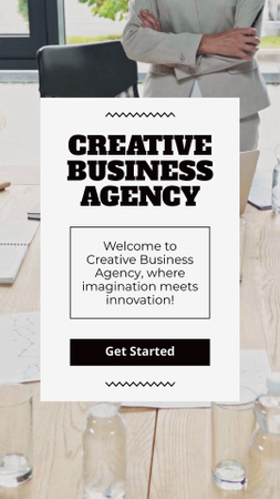 Modèle de visuel Services d'une agence d'affaires créative avec une femme au bureau - Instagram Video Story