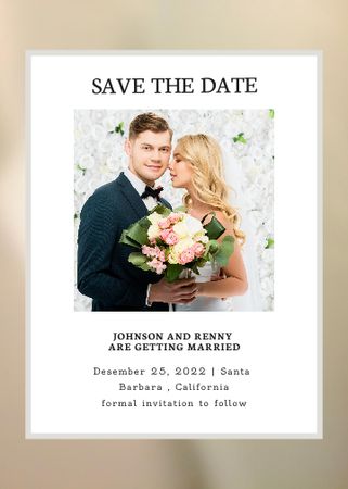 Designvorlage Wedding Announcement with Happy Newlyweds für Invitation