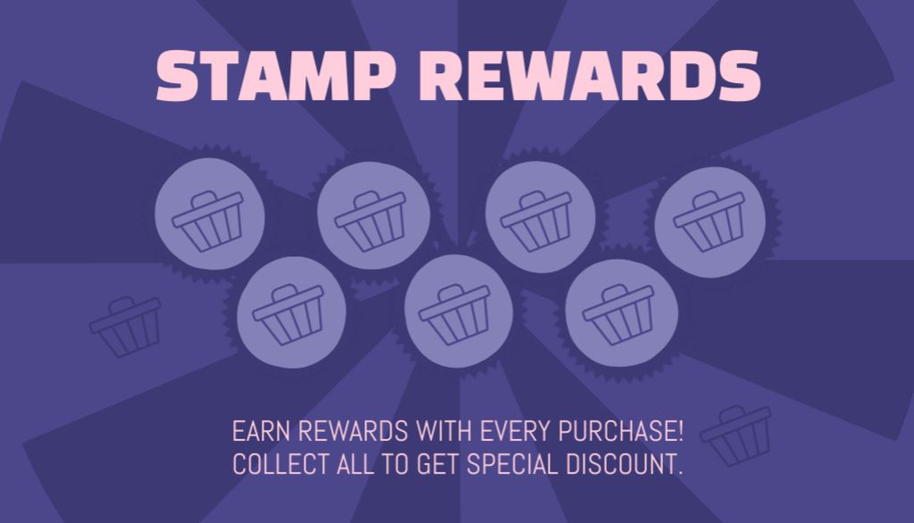 Loyalty Program with Stamp Rewards Business Card US Πρότυπο σχεδίασης