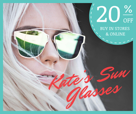 Fashion Accessories Ad Stylish Girl in Sunglasses Facebook Πρότυπο σχεδίασης
