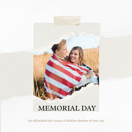 Memorial Day Celebration Announcement with Couple Instagram Design Template
