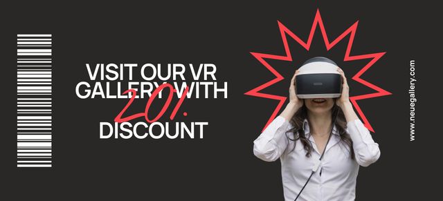 VR Store Ad with Woman using Virtual Reality Glasses Coupon 3.75x8.25in Modelo de Design