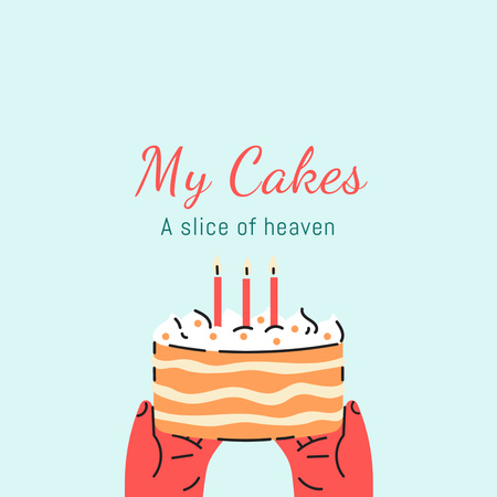 Designvorlage Bäckerei-Werbung mit leckerer Kuchen-Illustration für Logo