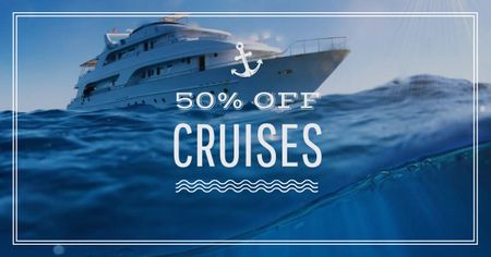 Plantilla de diseño de Cruises Promotion Ship in Sea Facebook AD 