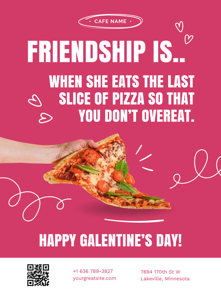 Funny Phrase about Friendship on Galentine's Day Poster US – шаблон для дизайну