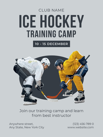 Hockey Training Camp Advertisement Poster US Design Template