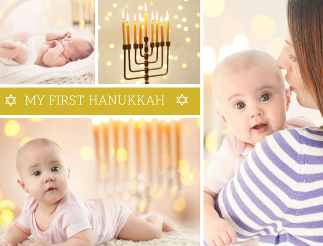 Mother with baby celebrating hanukkah Postcard 4.2x5.5in Modelo de Design