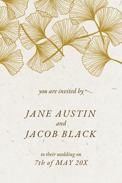 Wedding Day Announcement with Flowers Illustration Invitation 6x9in Design Template